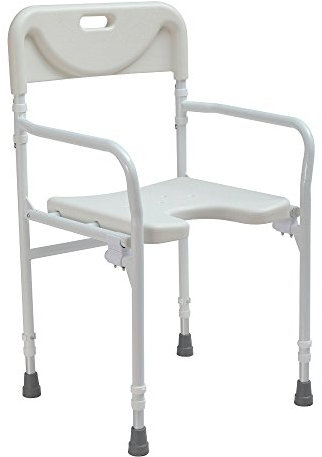 Lightweight folding wetroom shower seat chair with backrest - adjustable height