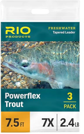 RIO Products Powerflex Trout Leader 3-Pack – 9ft Fly Fishing Tapered Leaders with Perfection Loop – Advanced Copolymer for Strength, Turnover & Presentation – 2X
