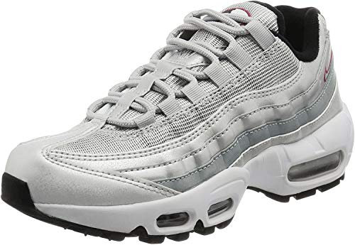 Nike Womens Air Max 95 QS Running Trainers 814914 Sneakers Shoes (UK 4 US 6.5 EU 37.5, Metallic Silver Varsity red 002)