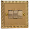 Varilight 3-Gang 10A 1- or 2-Way Switch Classic Georgian Brass with Brass Rockers