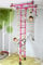 NiroSport FitTop M1 Klettergerüst Sprossenwand Turnwand Heimsportgerät mit Klimmzugstange inkl. Turnringe Tau Strickleiter Trapez Pink 2,00-2,50 m
