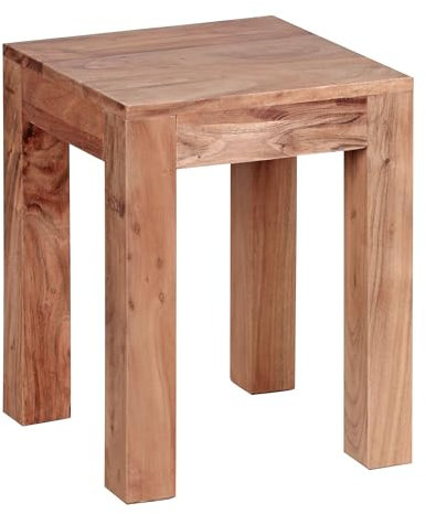 Wohnling Beistelltisch Mumbai Massiv-Holz Akazie 35 x 35 cm Wohnzimmer-Tisch Design dunkel-braun Landhaus-Stil Couchtisch