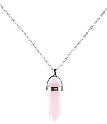 Happiness Boutique Femmes Collier en Quartz Rose Style Boho | Collier à Chaîne Argenté sans Nickel