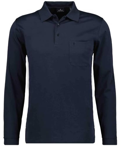 RAGMAN Herren Softknit-Polo mit Brusttasche, Langarm