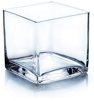 WGVI Glass Cube Vase Jarrón de Cristal, 12,7 cm