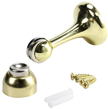 Rok Hardware Magnetic Door Stop, Brass, 3 Inches ROKMDS1B