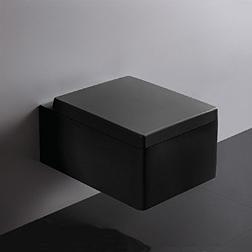 WC Suspendu Rectangulaire, 52x39 cm, Noir, avec Abattant, Kube