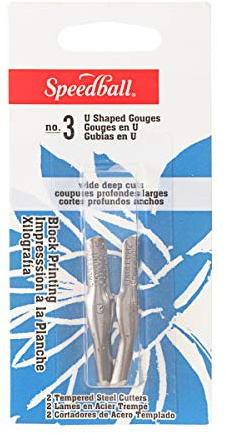 Speedball Lino Cutter #3 Lino Cutter Small U Gouge, 2 Per Card For Art, Block Printing, Screen Printing, Craft, Printmaking, Home, Block Printers, Studio, Artists, Carving, Stamping, Linoleum Graphics