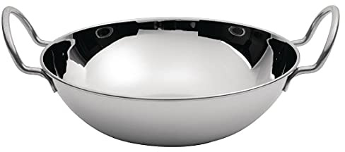 Olympia Stainless Steel Flat Bottomed Serving Dish, 154mm | Stable base prevents tipping during transport, providing a reliable tabletop option for busy commercial dining.