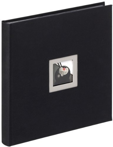 walther design Fotoalbum schwarz 30 x 30 cm Leinen mit Cover-Ausstanzung, Black and White FA-217-B