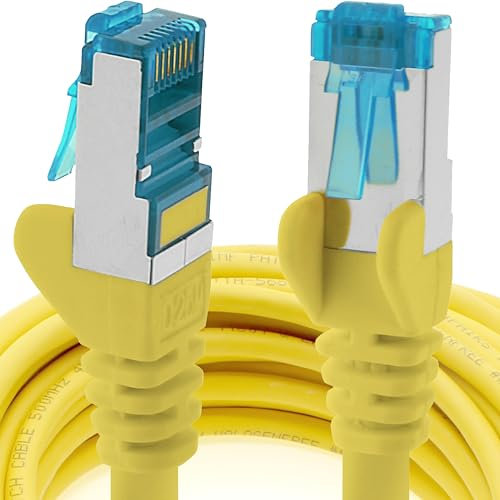 1aTTack.de 1.5m - CAT6a - network cable yellow - 1 piece CAT 6 A patch cable 10000 Mbit s SFTP PIMF 500 MHz compatible with CAT5 CAT6 CAT7 DSL Internet Switch Router