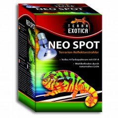 Terra Exotica Neo Spot - Terrarien-Reflektorstrahler mit UV-Strahlung für Terrarienbewohner - Wärme- und Lichtquelle für Ihr Terrarium 25W, 40W, 60W, 75W, 100W und 150 Watt (1, 75 W)