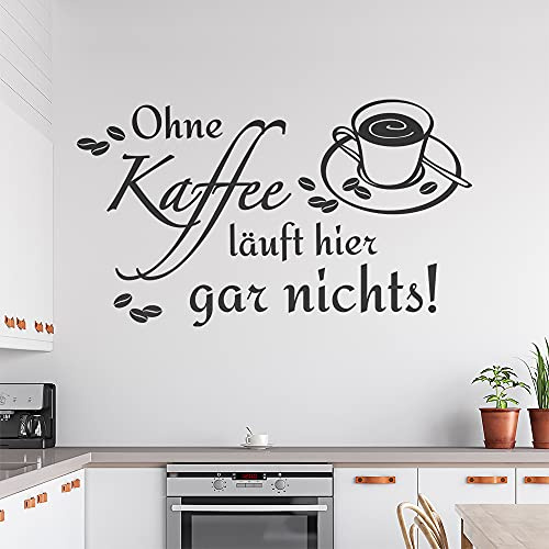 Ohne Kaffee läuft hier garnichts Wandtattoo in 6 Größen - Wandaufkleber Wall Sticker - Dekoration, Küche, Wohnzimmer, Schlafzimmer, Badezimmer