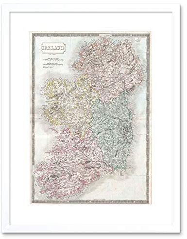 The Art Stop MAP 1850 HALL IRELAND PRINT FRAME WOODEN FRAMED PICTURE POSTER GIFT F12X006