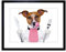 Wee Blue Coo Photo Hungry Jack Russell Dog Funny Art Print Framed Poster Wall Decor 9x7 inch