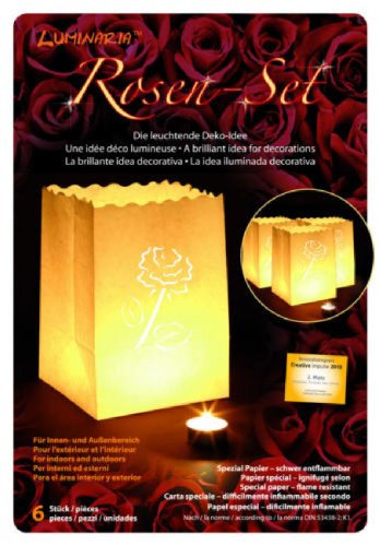 6 Luminaria Tisch Lichtüten Motiv Rose - Teelichttüte Lichttüten