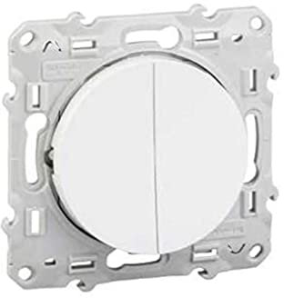 Schneider Electric S520273 Odace, double interrupteur va-et-vient lumineux, 10 A, Blanc Odace, va-et-vient + va-et-vient lumineux Blanc, 10 A, à vis, LED orange 1,5 mA