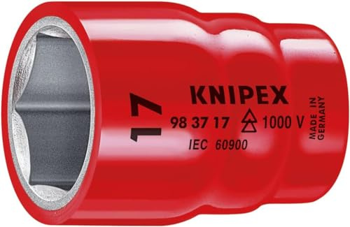 KNIPEX Steckschlüsseleinsatz, 98 37 16 | Geeignet für Sechskantschrauben mit Innenvierkant 3/8 46 mm