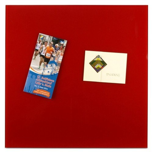 magnets4you Glas-Magnettafel/Magnetboard mit Stift und Magneten rot | 35 x 35 cm | beschreibbar | für Küche, Wohnen und Büro