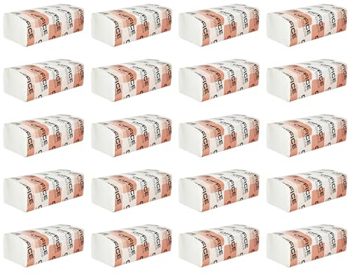 OFFICE PRODUCTS ZZ Lot de 20 serviettes pliantes en cellulose pour le bureau, la maison, la salle de bain, les toilettes, le nettoyage, le quotidien, efficaces, absorbantes, hygiéniques, 2 couches