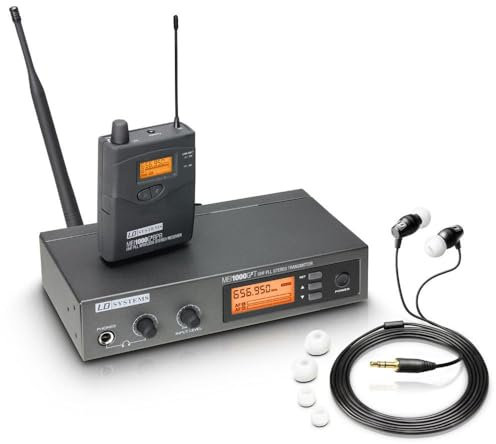 LD Systems MEI 1000 G2 B 5 - In-Ear Monitoring System drahtlos mit Sender, Empfänger und Kopfhörer, 584-608 MHz, schwarz