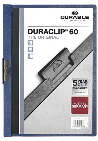 Durable Klemm-Mappe Duraclip Original 60 (für 1-60 Blatt A4), 25 Stück, dunkelblau, 220907