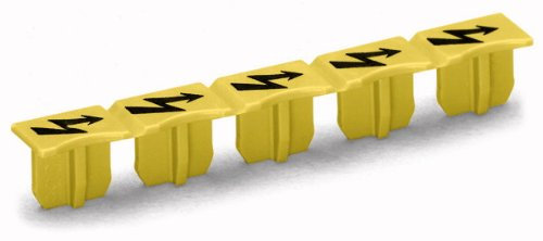 1 Riegel mit 5 Stück Wago Warnschilder gelb für Reihenklemme als Riegel