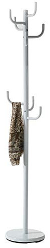 IDIMEX Porte-Manteaux Mila Portant pour vêtements sur Pied Hauteur 174 cm Socle Rond et 8 Crochets Dont 3 à mi-Hauteur, Meuble d'entrée en métal laqué Blanc