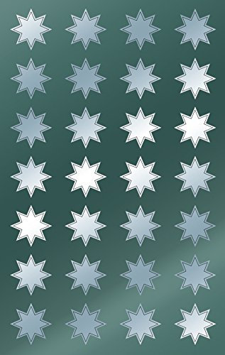 AVERY Zweckform 56 Aufkleber Weihnachten Sterne silber (Made in Germany, Weihnachtssticker Glanzpapier, selbstklebende Weihnachtdeko für Karten, Geschenke, Tüten) 2 Bogen/je 28 Sternsticker, 52810