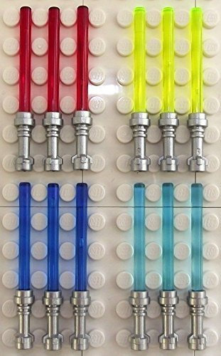 LEGO Star Wars - 12X Lightsaber in 4 Colours - Silver hilts