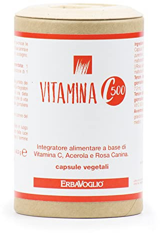 Integratore alimentare - Utile come antiossidante e per le naturali difese dell'organismo- a base di Vitamina C, Rosa Canina e Acerola - 100 capsule