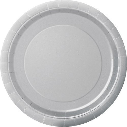 Silver Solid Round Paper Dessert Plates (17cm) 8 Count - Vibrant Paper Plates for Parties and Events, Perfect for Appetizers, Snacks, and Desserts