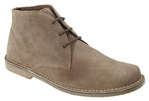 Roamers Leonard Mens Square Toe Suede Leather Desert Boots Sand