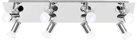 MiniSun | Large Modern Rectangular Chrome Plate 8 Way Adjustable GU10 Ceiling Spotlight | Ceiling Spots, Home Décor & Improvement Essential