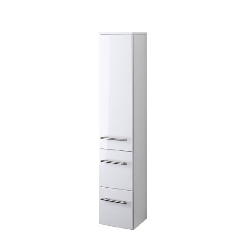 Held Möbel 219.2096 Parma Midischrank , 1 türig / 2 Auszüge / 2 Einlegeböden / 25 x 130 x 27 cm, Hochglanz-weiß