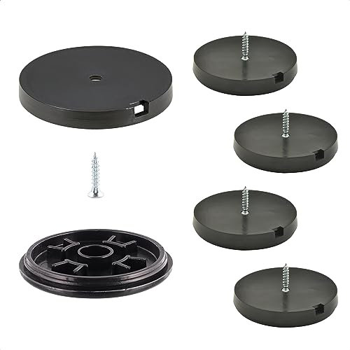 Wagner QuickClick® Kunststoffgleiter Möbelgleiter Stuhlgleiter 4er-Set zum Anschrauben - 4X Basis+Schraube+Gleiteinsatz austauschbar - Kunststoff Black - Durchmesser Ø 50 mm - Made in DE - 15807500
