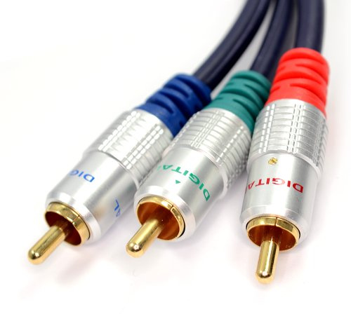 kenable Component Video Cable 3 RCA Phono RGB YUV Pure OFC Shielded Gold Plated 1m Dark Blue