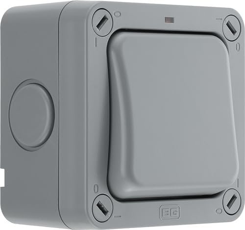 BG Electrical WP12-01 2-Wege-Wetterfester 2-Wege-Außenschalter, Schutzart IP66, 20AX, Grau