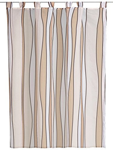 Voile Dekoschal Melava Gardine Schlaufen Vorhang transparent Streifenmuster modern Bedruckt B/H ca. 140x245 cm (beige braun Töne, Schlaufen)