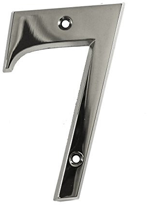 Beautiful 3 Inch Bevelled Edge Polished Chrome Door Number 7 - Screw Fix Silver Front House Number 7