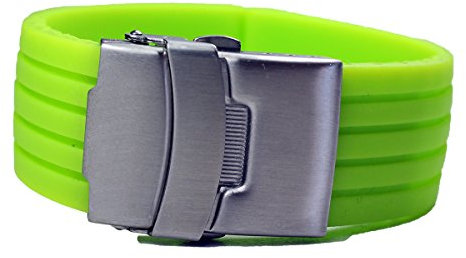 Unbekannt GRÜNES KAUTSCHUK SILIKON Armband Taucher Diver 22mm FALTSCHLIEßE