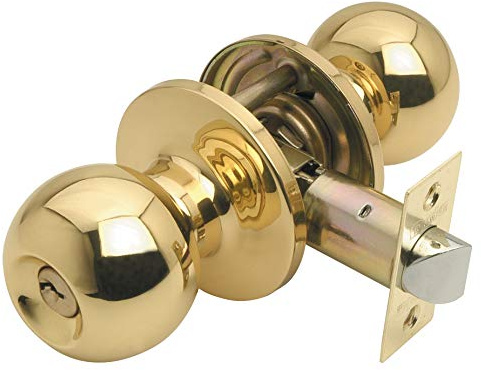 Excel Architectural Entrance Bala Knobset with Adjustable Latch, Satinless Steel, Polished Brass