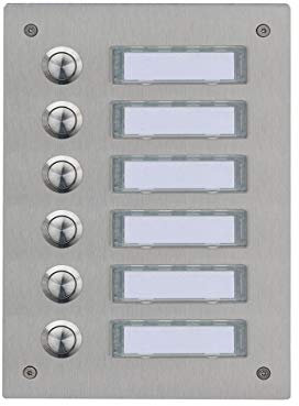6 Fach Edelstahl Klingelplatte, Türklingel, Türstation, Edelstahlklingel