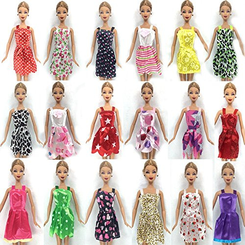 Fat-catz-copy-catz 15 Items Doll Dresses Clothes & Shoes Bundle: 5 dresses, 5 shoes & 5 Hangers Made for 11 Size Dolls