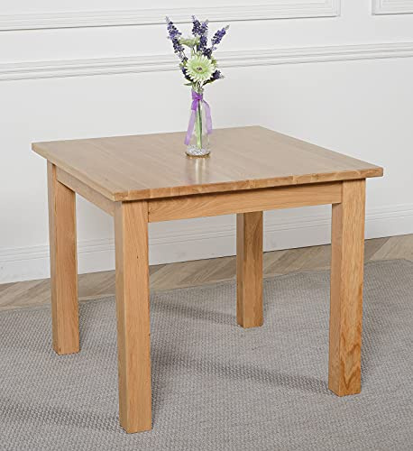 Oak Furniture King Oslo Square Oak Dining Table 90 x 90 cm, Kitchen Bistro Table, Seats 4 People, Solid Wood, Natural Finish