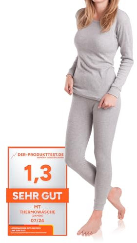 MT Damen Ski- & Thermowäsche Set - warme Unterwäsche Langarm mit weicher Innenseite - Sports Grey S