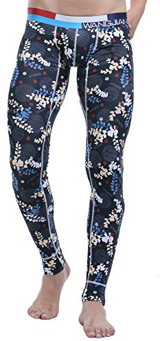 ARCITON Herren Leggings Thermounterwäsche Thermo Unterhose Lang Männer Warme Thermohose Winter XL(Taille: 88cm-95cm) Blätter