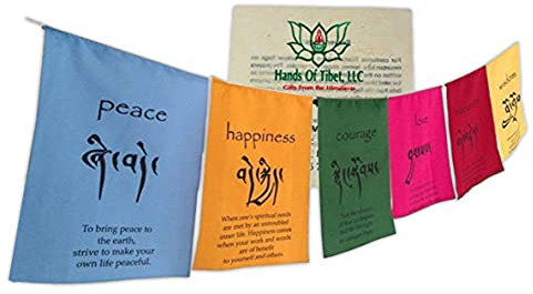 Hände von Tibet handgefertigt Tibet Bestätigung Gebetsfahnen Happiness Mut Love Tranquility Wisdom