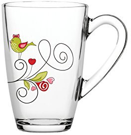 Pasabahce Cherie Lot de 2 Mugs Mug 32 cl en Verre Transparent Décor