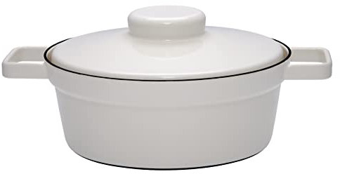 Riess, 2113-211, Kasserolle mit Deckel 24cm, LIGHT GREY, AROMAPOTS, Truehomeware, Durchmesser 24 cm, Inhalt 2.0 Liter, Topf mit Deckel, für den Backofen geeignet, Emaille, grau, Induktion